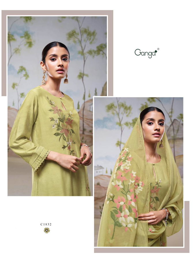 Nyssa By Ganga Embroidery Bemberg Silk Dress Material Wholesale Shop In Surat